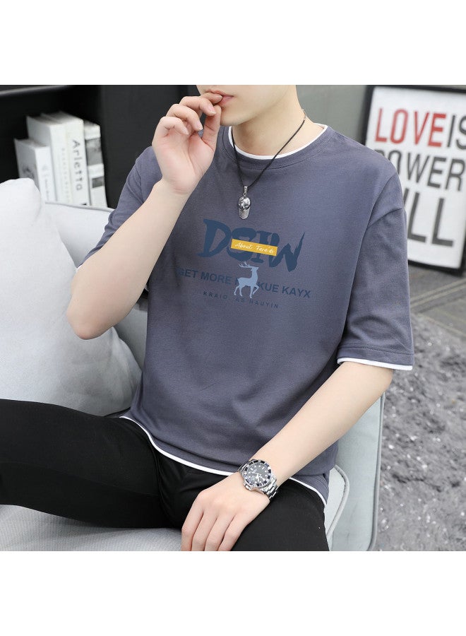 FOLUNSI men's Summer Fake Two-piece T-shirt - Comfortable, Skin-friendly, Breathable Short Sleeve Tee - Image 2