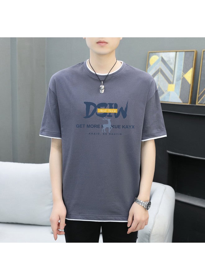 FOLUNSI men's Summer Fake Two-piece T-shirt - Comfortable, Skin-friendly, Breathable Short Sleeve Tee - Image 3
