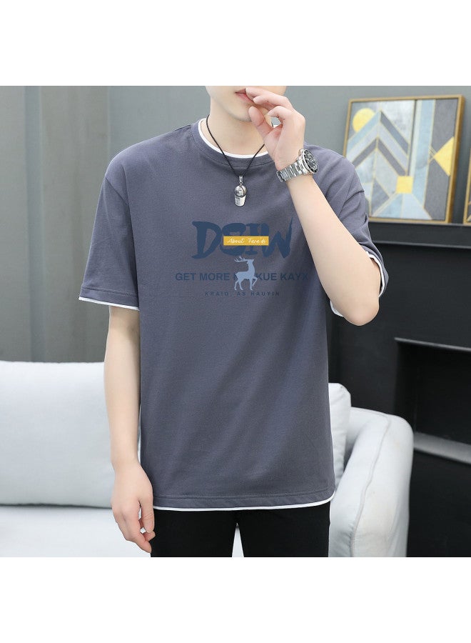 FOLUNSI men's Summer Fake Two-piece T-shirt - Comfortable, Skin-friendly, Breathable Short Sleeve Tee - Image 4