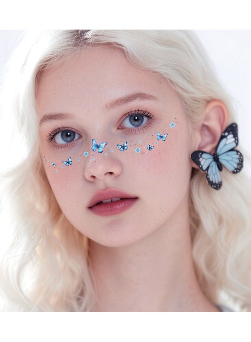 YANCI 12 pieces of butterfly freckle tattoo stickers, high-end butterfly facial makeup stickers, party music festival tattoo stickers - Image 3