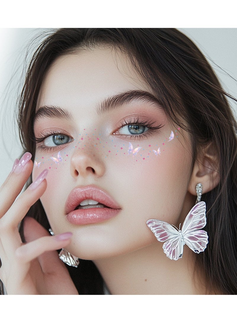 YANCI 12 pieces of butterfly freckle tattoo stickers, high-end butterfly facial makeup stickers, party music festival tattoo stickers - Image 4