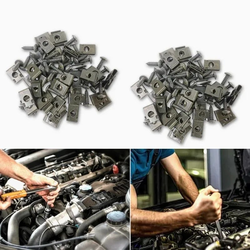 20Pcs Car Fastener Clip U-Type Screw Clip Tools for Motorcycle Engine Undertray Splash Shield Guard Bumper Screw Car Accessories - Image 4