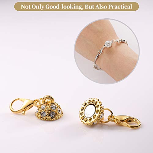 Aiskaer 16 Pcs Magnetic Lobster Clasps for Jewelry Necklace Bracelet, Rhinestone Ball and Cylindrical + Ball Tone Lobster Clasp - Image 5