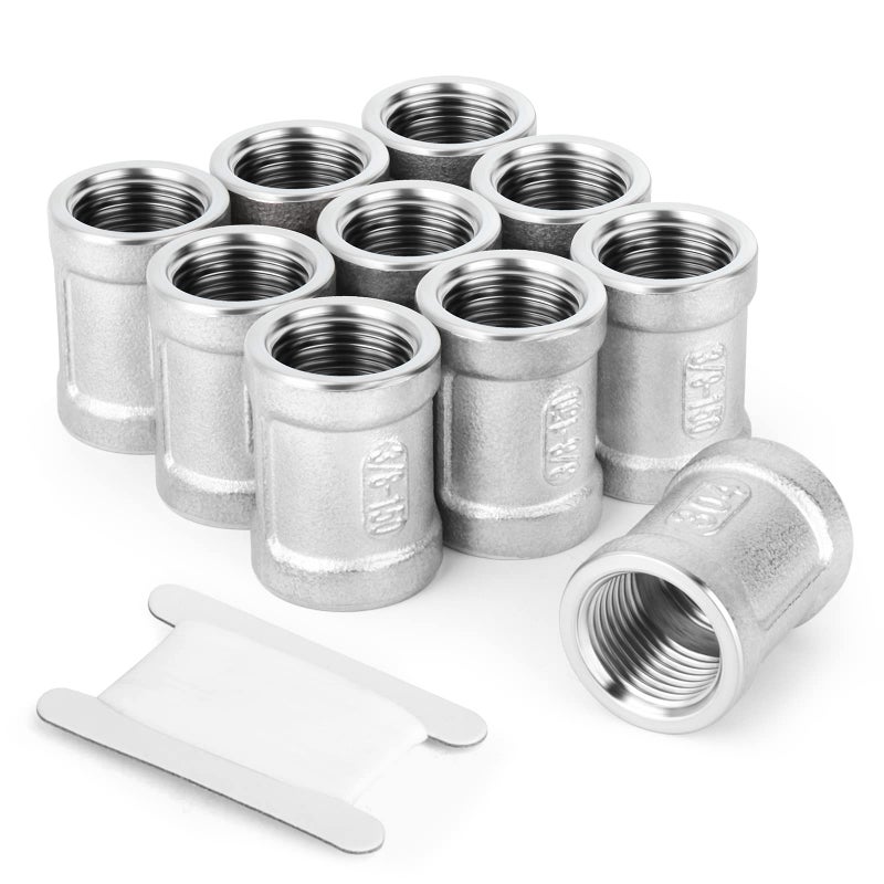 TAISHER 10PCS 304 Stainless Steel Cast Pipe Fitting Coupling 34 NPT Female x 34 NPT Female Threaded - Image 2