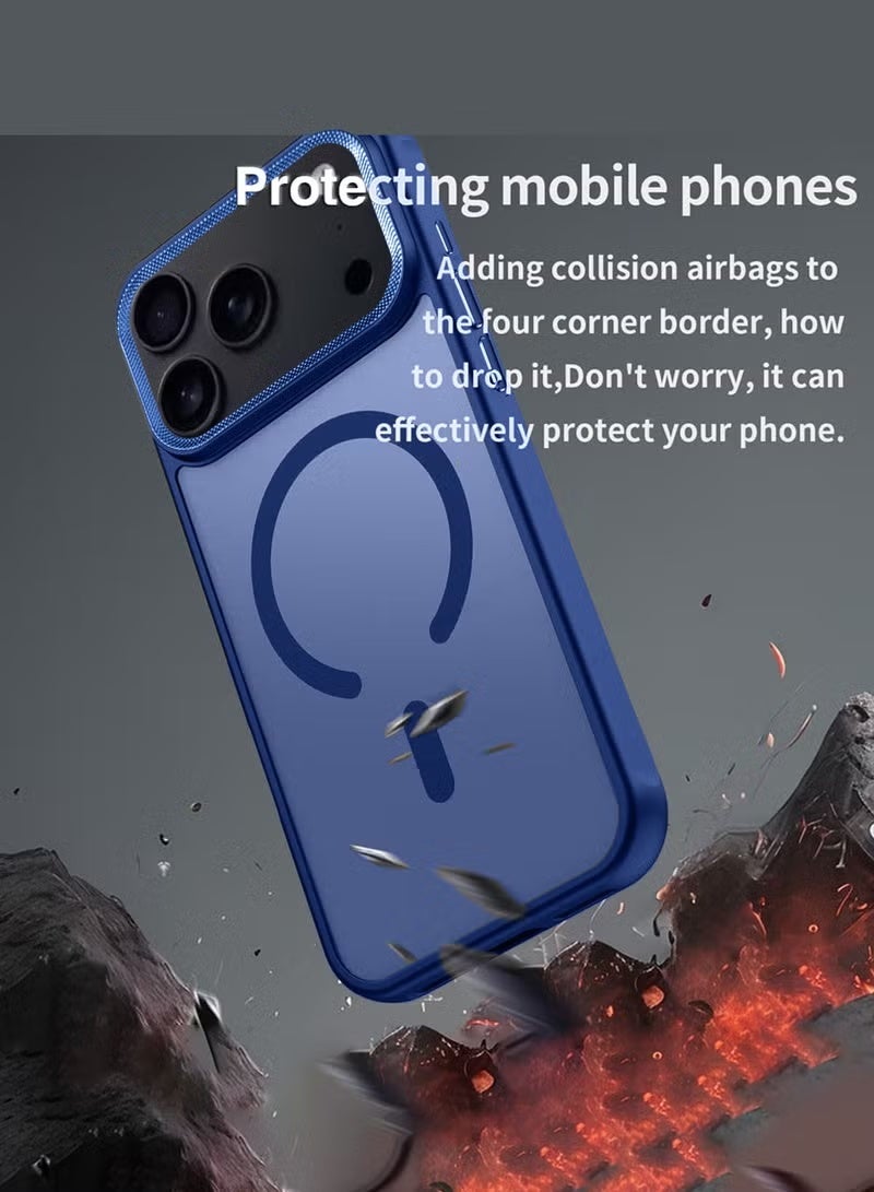 TIGER Apple iPhone 17 Pro 5G 2025 Case – Navy Blue Hard Silicone Hybrid Translucent Magnetic MagSafe Compatible Slim Protective Cover | Lightweight Shockproof Scratch-Resistant Case | Anti-Slip Matte Finish with Precision Cutouts – Model MCMPMN - Image 3