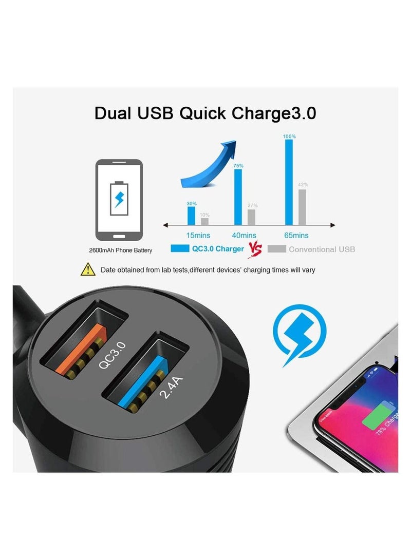 شاحن سيارة جهاز إرسال FM راديو السيارة عدة بلوتوث ثنائي USB QC3.0 لاسلكي مشغل MP3 مهايئ شاحن حر اليدين BT موالف FM المغير - Image 5