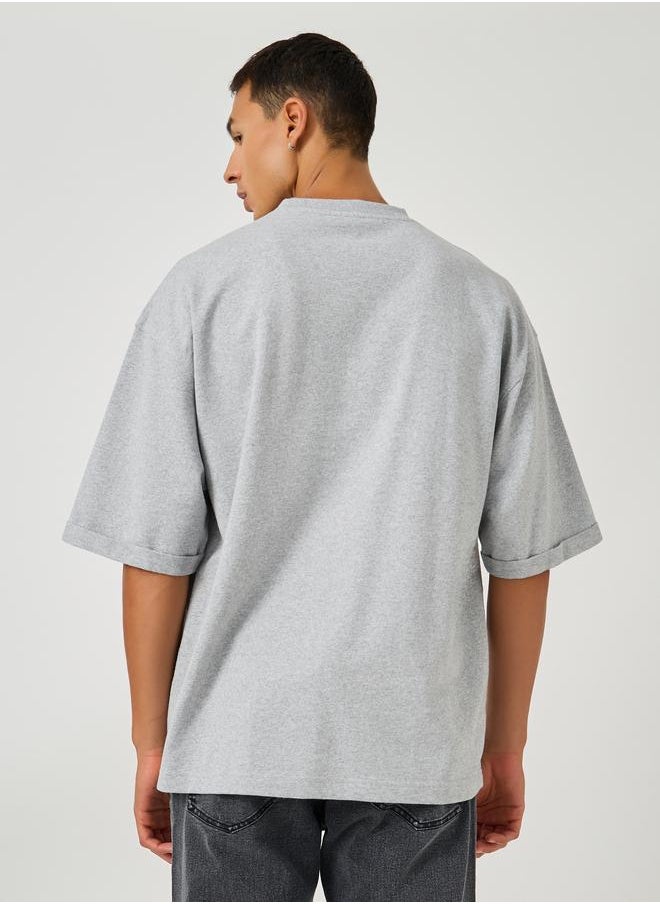Styli Styli Boxy Fit Terry T-Shirt with Turn-Up Sleeve  - Image 4