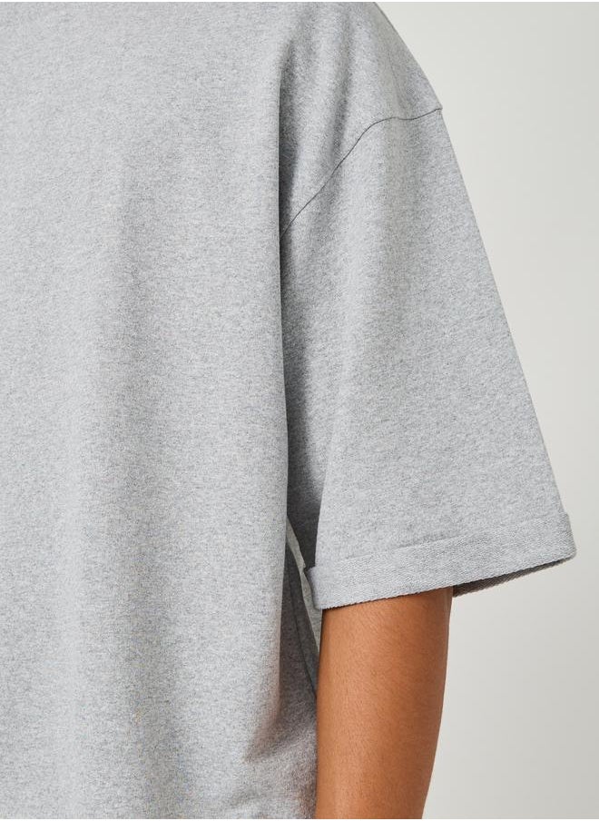 Styli Styli Boxy Fit Terry T-Shirt with Turn-Up Sleeve  - Image 3