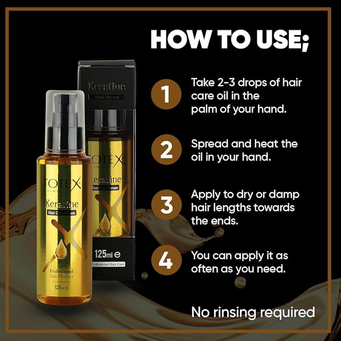 Totex Hair Keratin Serum Oil Damaged Hair Repair Straightening Silky Smooth Shinny Oil 125ml