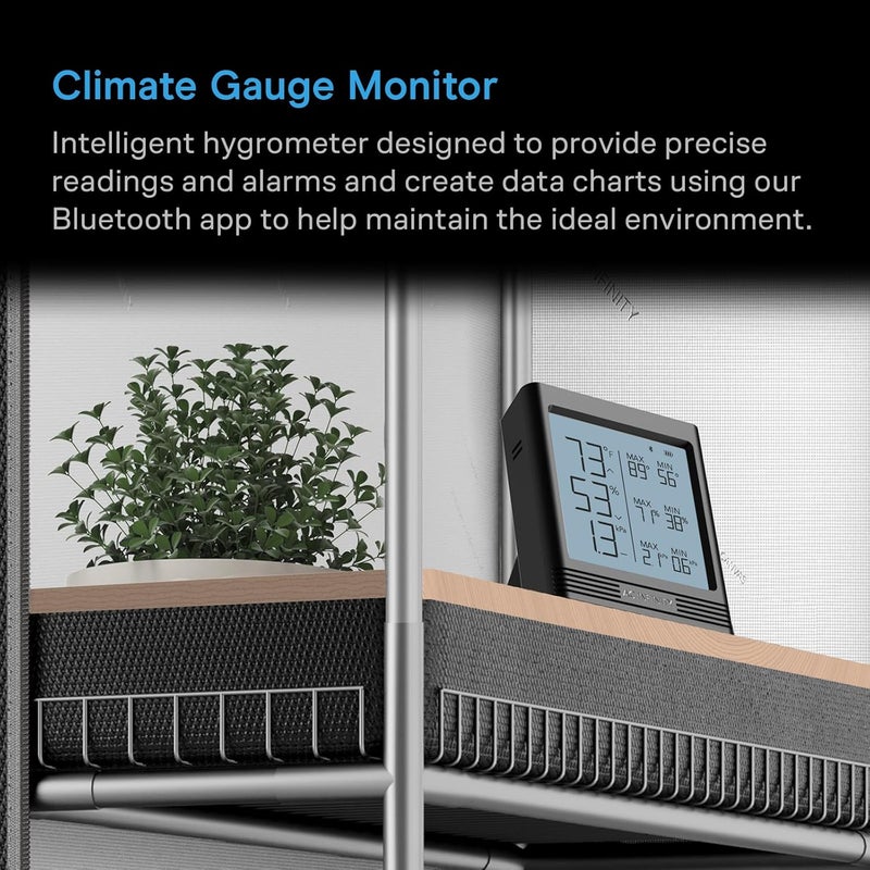 AC Infinity CLOUDCOM B2, Temperature Humidity VPD Smart Hygrometer with LCD Display & Bluetooth App Monitor, Climate Gauge Thermometer for Basements, Guitar Rooms, Grow Tents and Greenhouses - Image 2