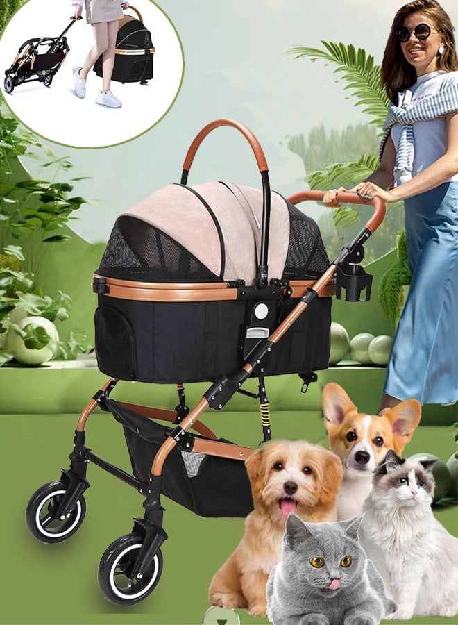 Generic 3-in-1 pet Stroller Travel System 4 Wheels Foldable Aluminum Alloy Frame Carriage for Small Medium Dogs/Cats Easy Storage Basket.  - Image 1