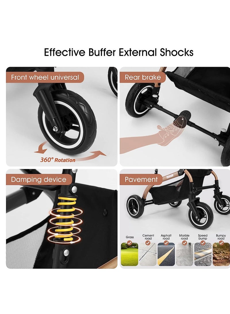 Generic 3-in-1 pet Stroller Travel System 4 Wheels Foldable Aluminum Alloy Frame Carriage for Small Medium Dogs/Cats Easy Storage Basket.  - Image 5