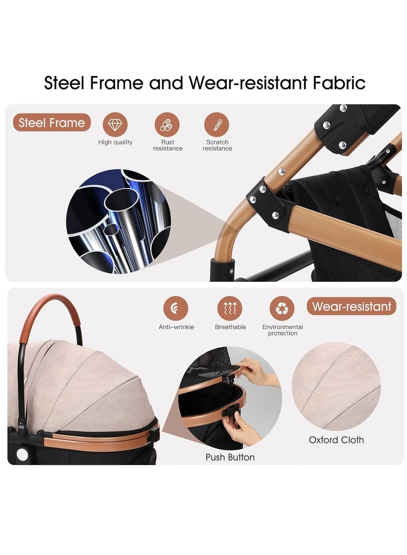 Generic 3-in-1 pet Stroller Travel System 4 Wheels Foldable Aluminum Alloy Frame Carriage for Small Medium Dogs/Cats Easy Storage Basket.  - Image 4