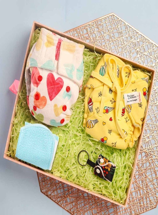 SuperBottoms Gift Combo Pack of 1 Newborn UNO, 1 Dry Feel Langot & 1 Keychain| Baby gift set for newborn | Baby shower gift for parents| newborn gift set| Pack of 4 items - Image 1