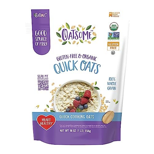 Oatsome Organic Quick Oats, 1lb Bag – Gluten-Free, Whole Grain Oats for Oatmeal, Baking, & Granola - Image 1