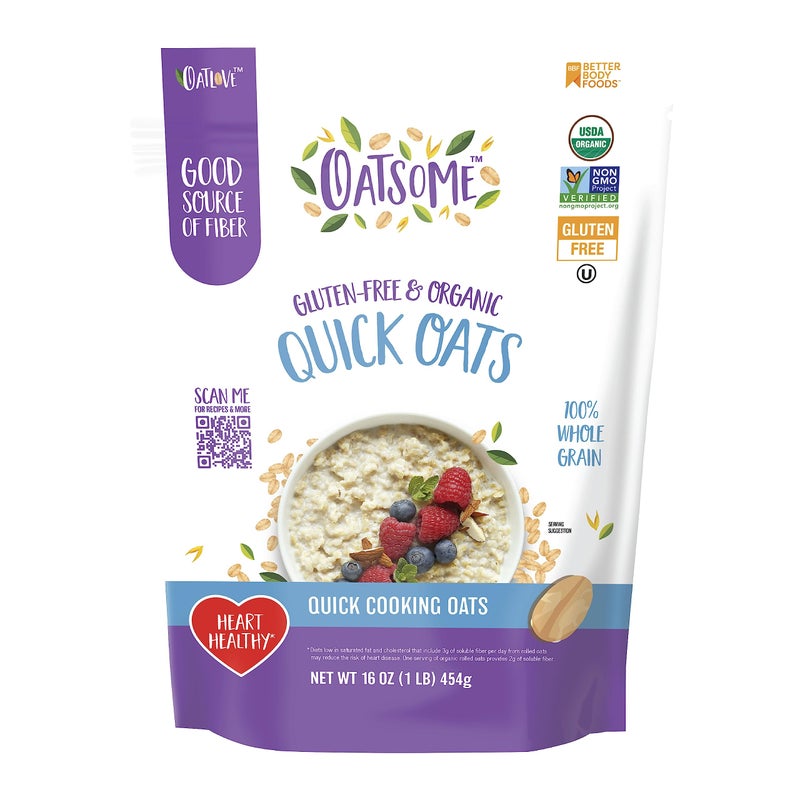 Oatsome Organic Quick Oats, 1lb Bag – Gluten-Free, Whole Grain Oats for Oatmeal, Baking, & Granola - Image 4