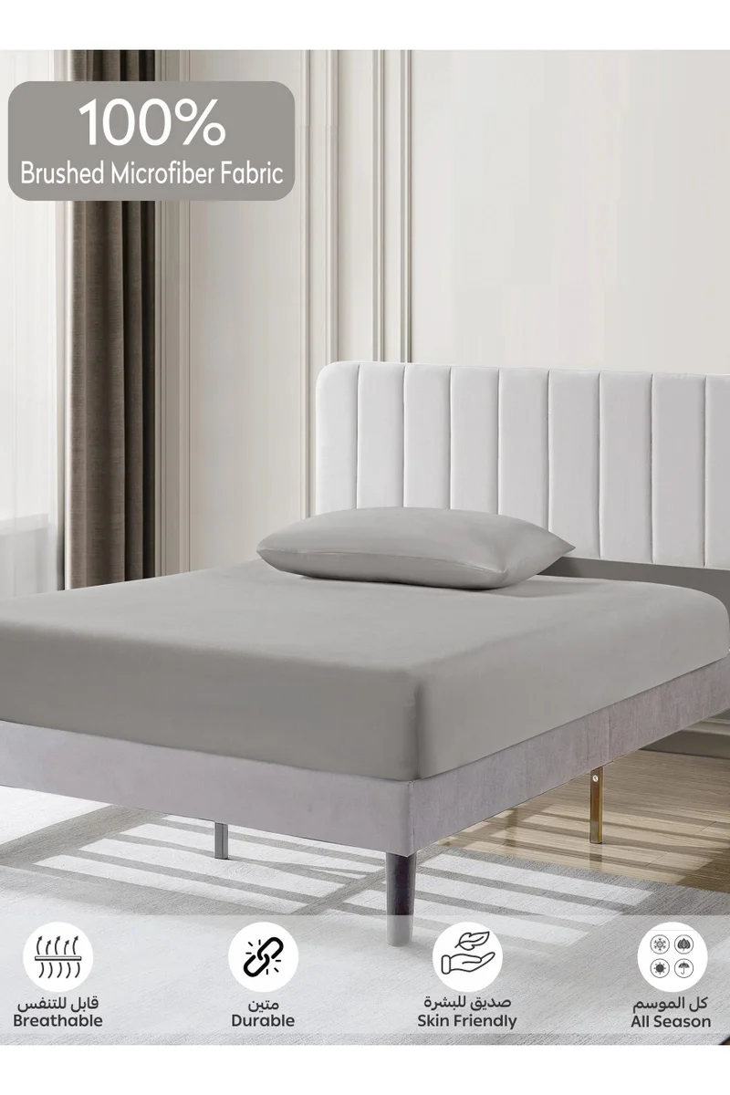 دوناتيلا Bedding Fitted Sheet - Fits 120x200 Cm For Single Bed - 2 Pcs (1 Fitted Sheet and 1 Pillowcases) - 35 Cm Deep Pocket - Solid Bed Sheet