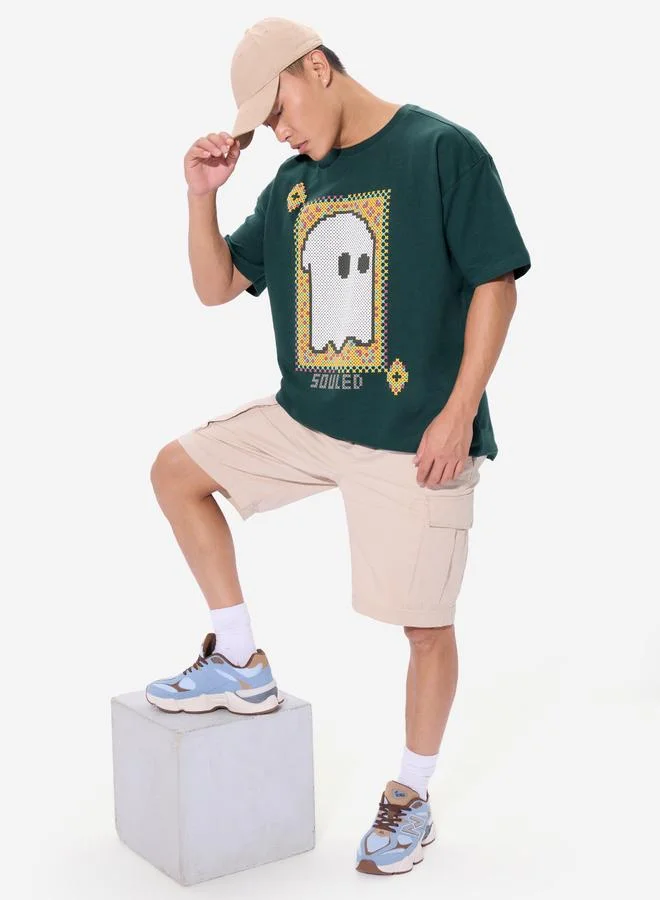 The Souled Store Men Green Soul Graphic Oversized T-Shirt