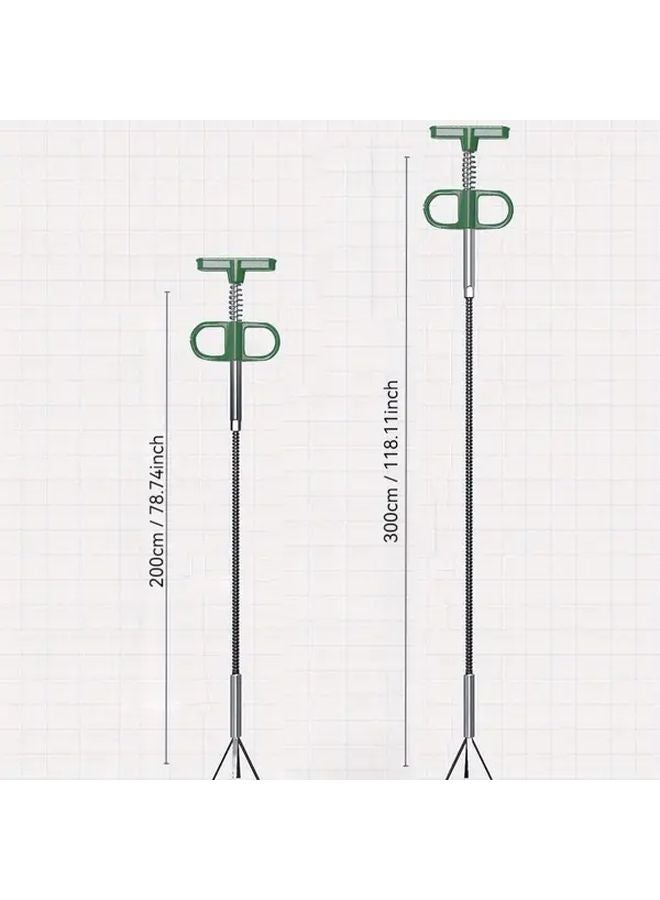 Green 78 74inch Manual Sewer Dredging Tool Steel Belt Grapple Pipe Cleaner Curved Design for Hair Debris Removal - Image 4