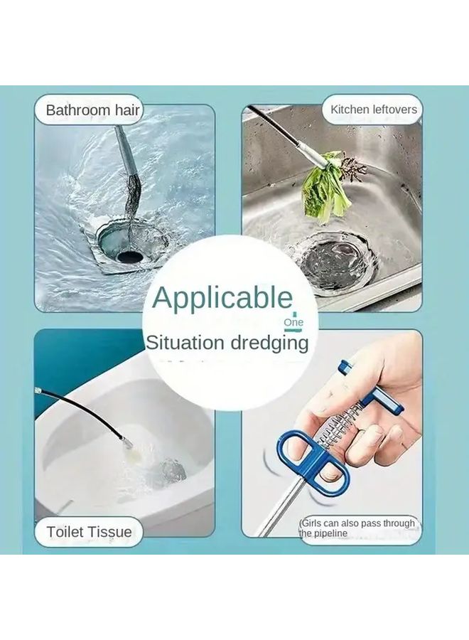 Green 78 74inch Manual Sewer Dredging Tool Steel Belt Grapple Pipe Cleaner Curved Design for Hair Debris Removal - Image 3