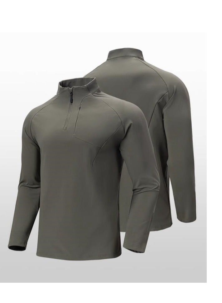 Men's Half Zipper Comfortable Long Sleeve Bottom Shirt Interior - Image 2