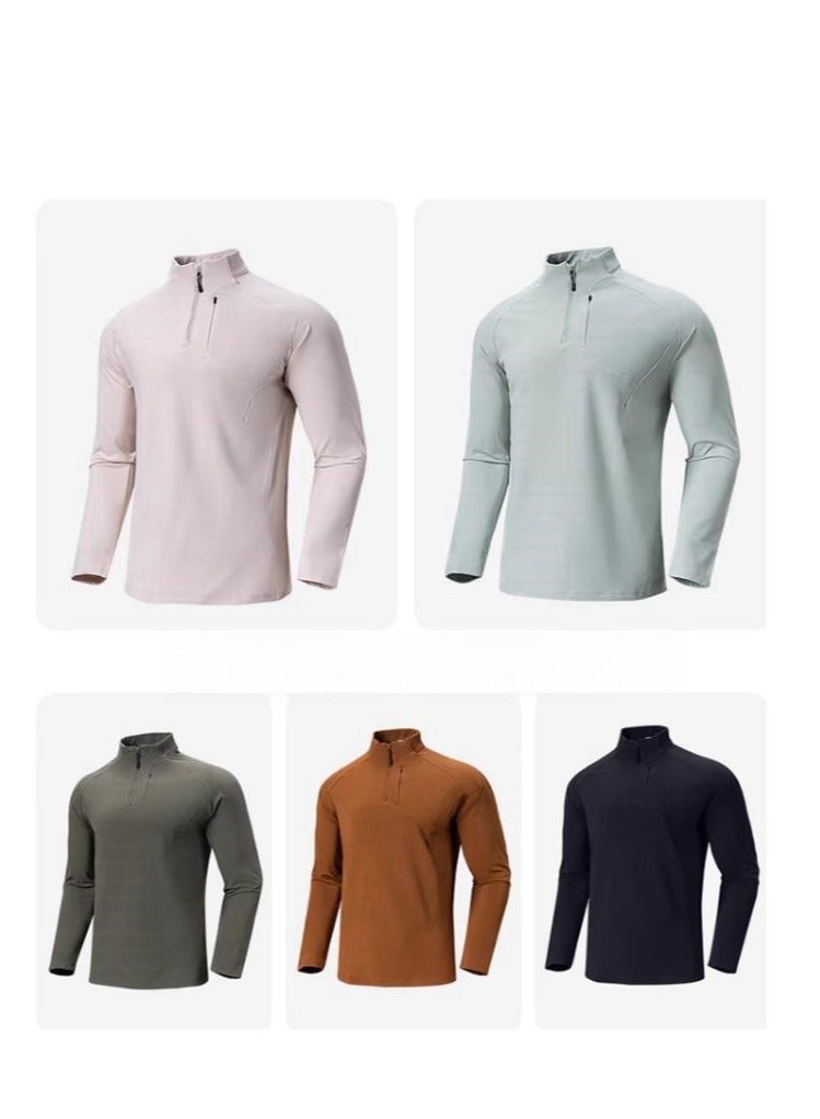 Men's Half Zipper Comfortable Long Sleeve Bottom Shirt Interior - Image 3