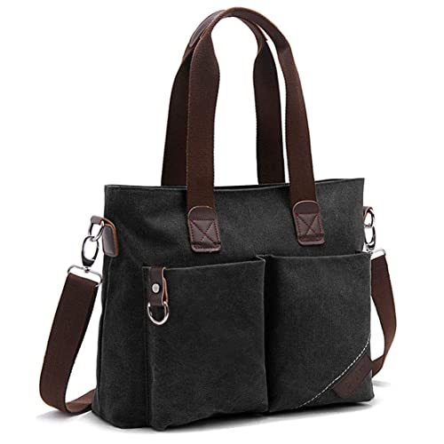 ToLFE Women Top Handle Satchel Handbags Tote Purse Shoulder Bag (Large: (L) 14.57" x(W) 6.3" x(H) 12.2", Black-(large)) - Image 1
