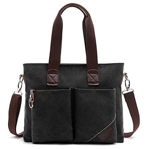 ToLFE Women Top Handle Satchel Handbags Tote Purse Shoulder Bag (Large: (L) 14.57" x(W) 6.3" x(H) 12.2", Black-(large)) - Image 2