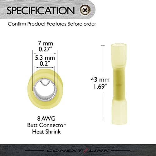 Conext Link BCHS8-25 Heat Shrink Butt Connector 25 Pack (8 Gauge Yellow) - Image 3