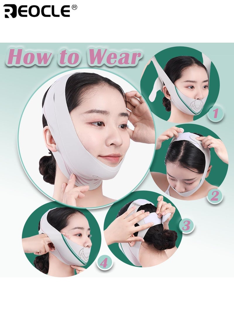 REOCLE Reusable V-Line Face Mask with Soft Comfortable Chin Strap & Adjustable Breathable Face Lifting Band for Nighttime Sleeping Use Ideal for Enhancing Jawline Reducing Double Chin & Daily Facial Care for Women - Image 5
