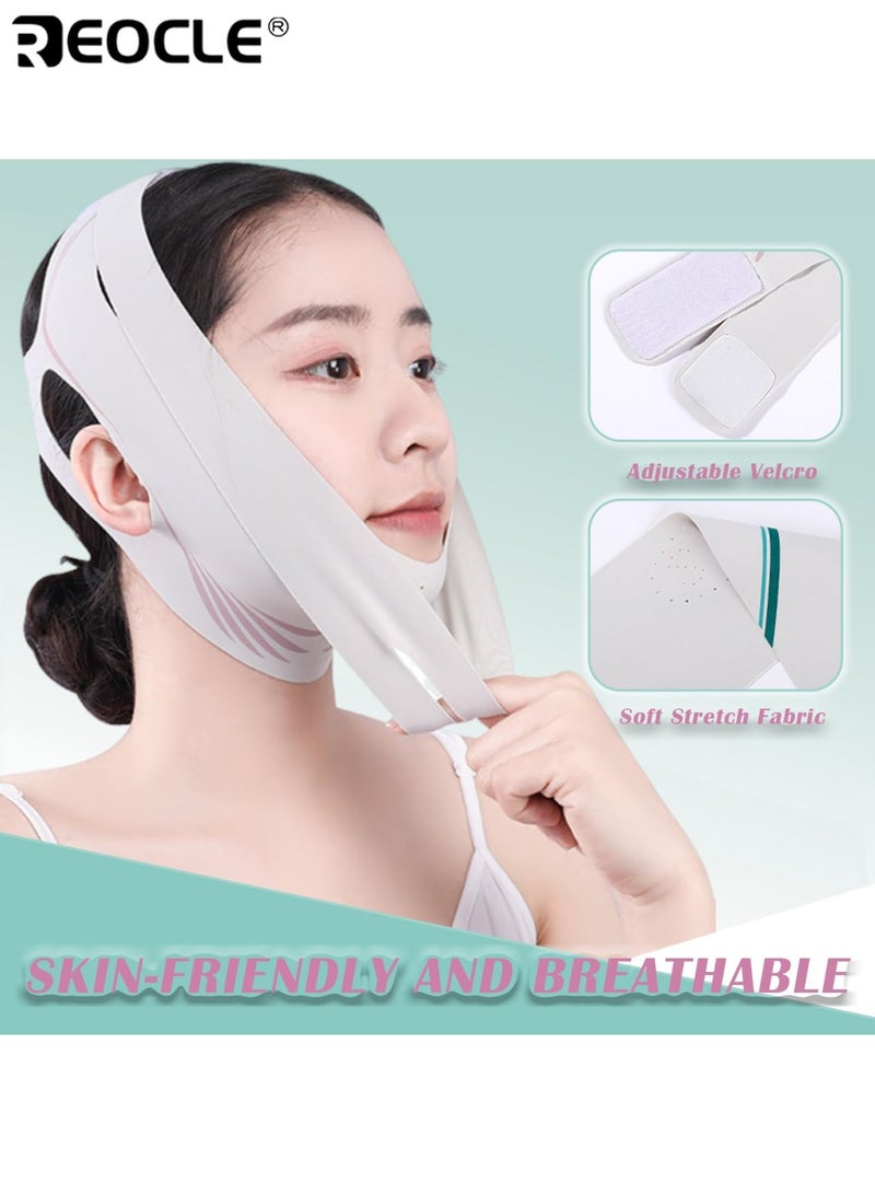 REOCLE Reusable V-Line Face Mask with Soft Comfortable Chin Strap & Adjustable Breathable Face Lifting Band for Nighttime Sleeping Use Ideal for Enhancing Jawline Reducing Double Chin & Daily Facial Care for Women - Image 3