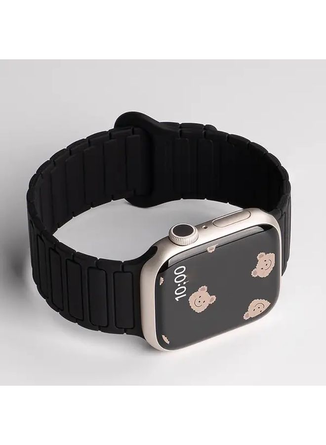 Black Sporty Magnetic Strap For 44mm 42mm Smartwatch Comfortable Fit Adjustable - Image 1