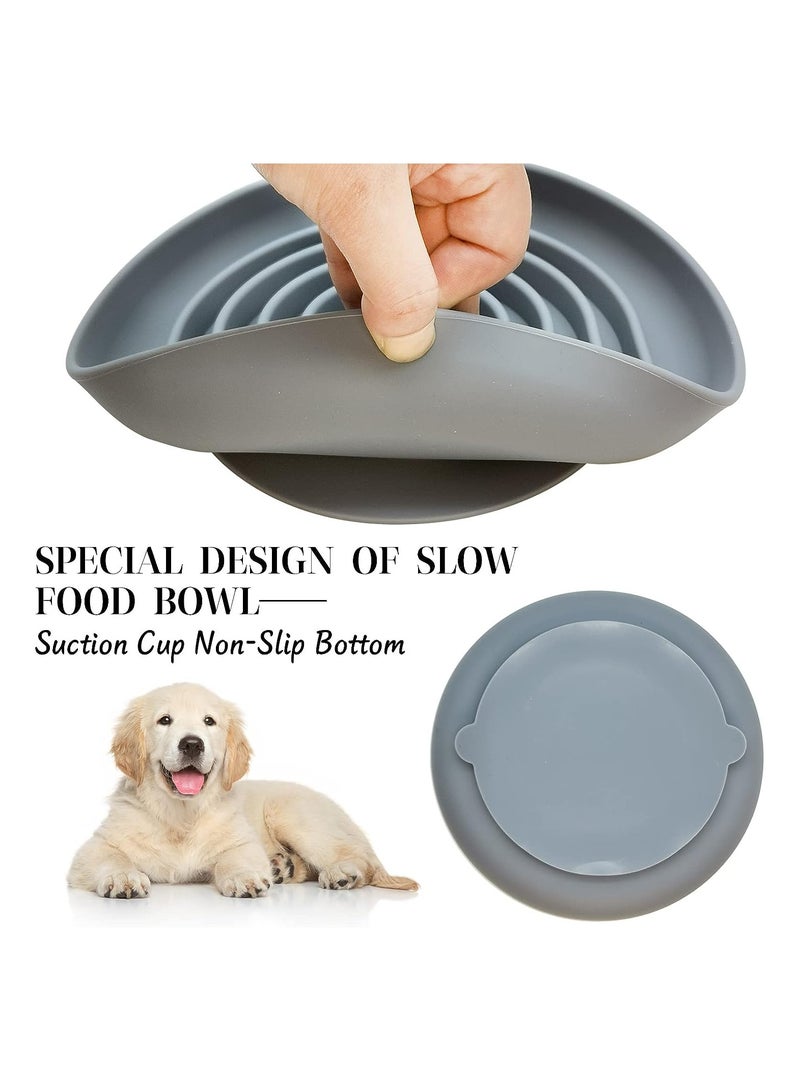 SYOSI Silicone Pet Slow Food Bowls, Slow Down Eating Dog Bowl, Maze Dog Food Bowl Bloat Stop Anti Gulping Nonslip Pet Bowl with Suction Cups,  Grey - Image 2