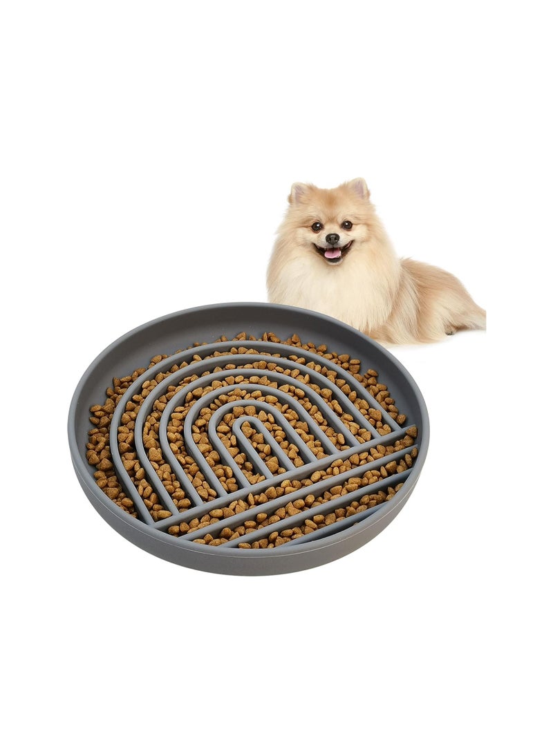 SYOSI Silicone Pet Slow Food Bowls, Slow Down Eating Dog Bowl, Maze Dog Food Bowl Bloat Stop Anti Gulping Nonslip Pet Bowl with Suction Cups,  Grey - Image 1