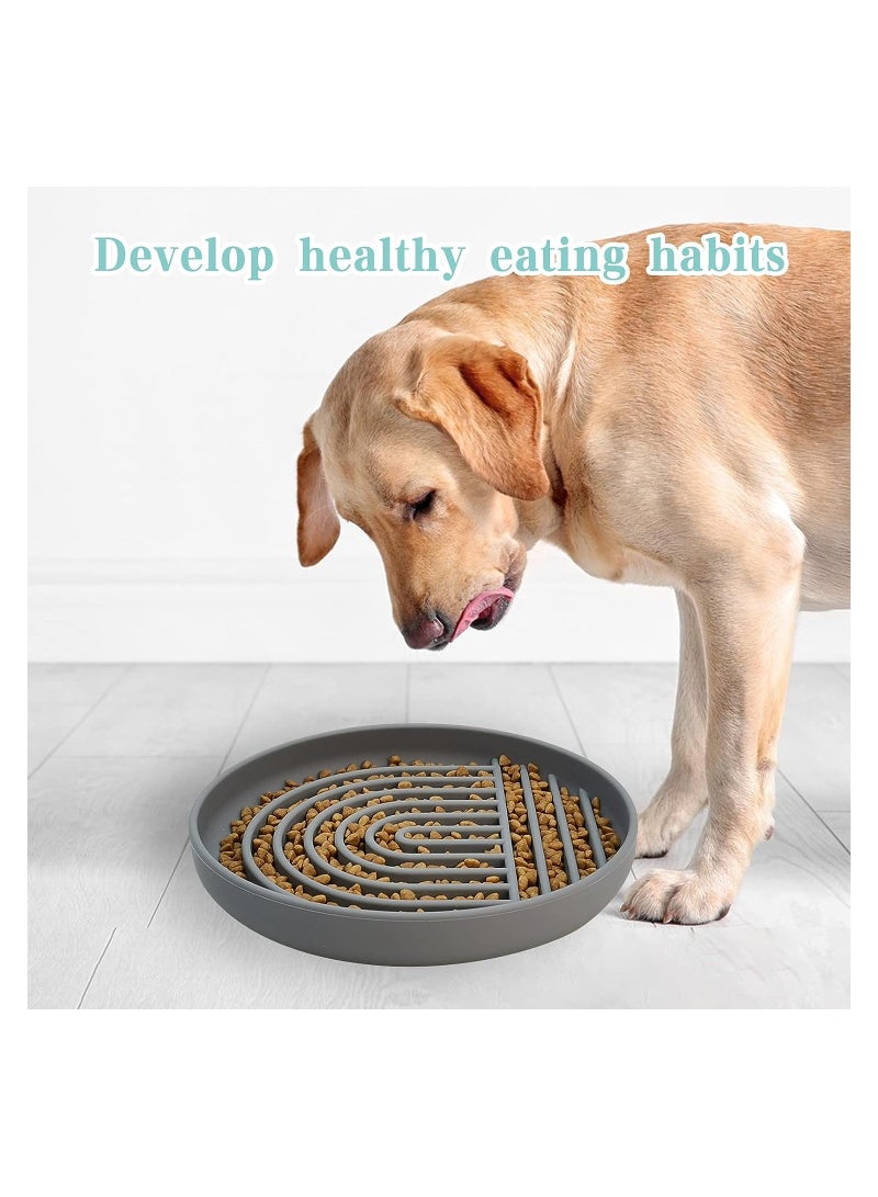 SYOSI Silicone Pet Slow Food Bowls, Slow Down Eating Dog Bowl, Maze Dog Food Bowl Bloat Stop Anti Gulping Nonslip Pet Bowl with Suction Cups,  Grey - Image 3
