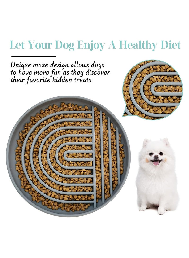 SYOSI Silicone Pet Slow Food Bowls, Slow Down Eating Dog Bowl, Maze Dog Food Bowl Bloat Stop Anti Gulping Nonslip Pet Bowl with Suction Cups,  Grey - Image 4