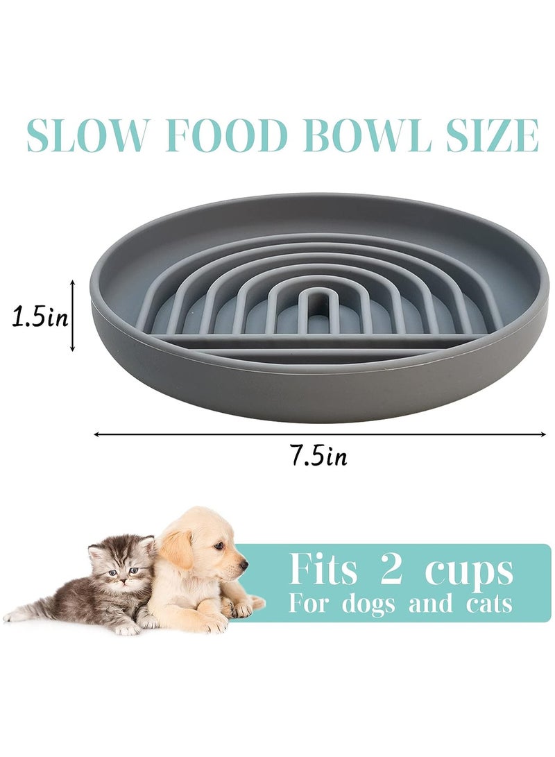 SYOSI Silicone Pet Slow Food Bowls, Slow Down Eating Dog Bowl, Maze Dog Food Bowl Bloat Stop Anti Gulping Nonslip Pet Bowl with Suction Cups,  Grey - Image 5