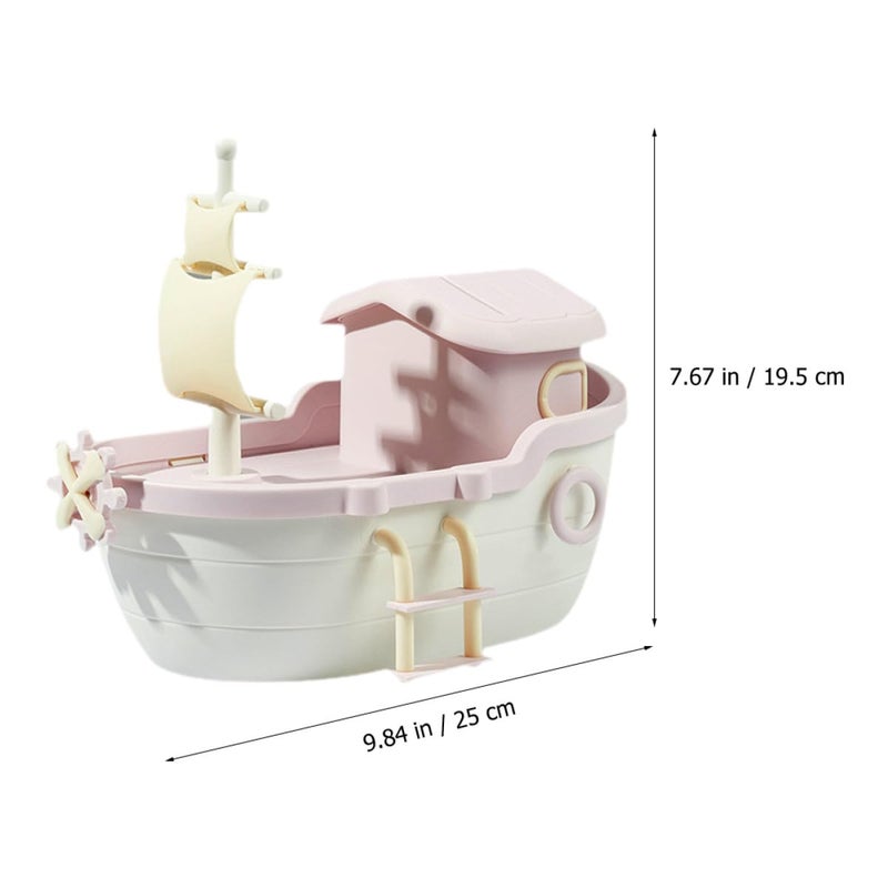 Pink Ship Shaped Piggy Bank Novelty Coin Storage Pot For Kids Bedroom Desk - Image 3