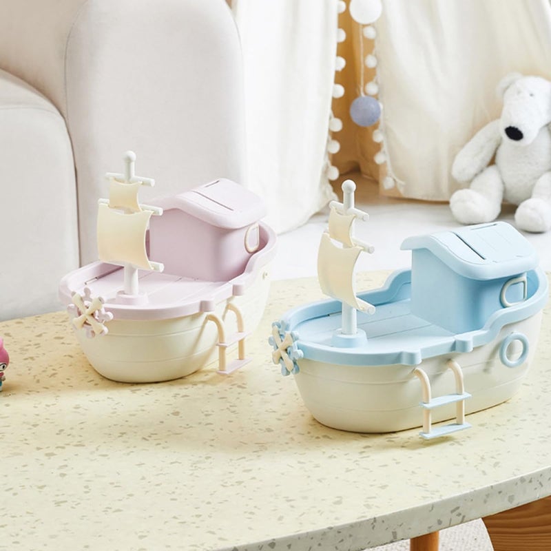 Pink Ship Shaped Piggy Bank Novelty Coin Storage Pot For Kids Bedroom Desk - Image 5