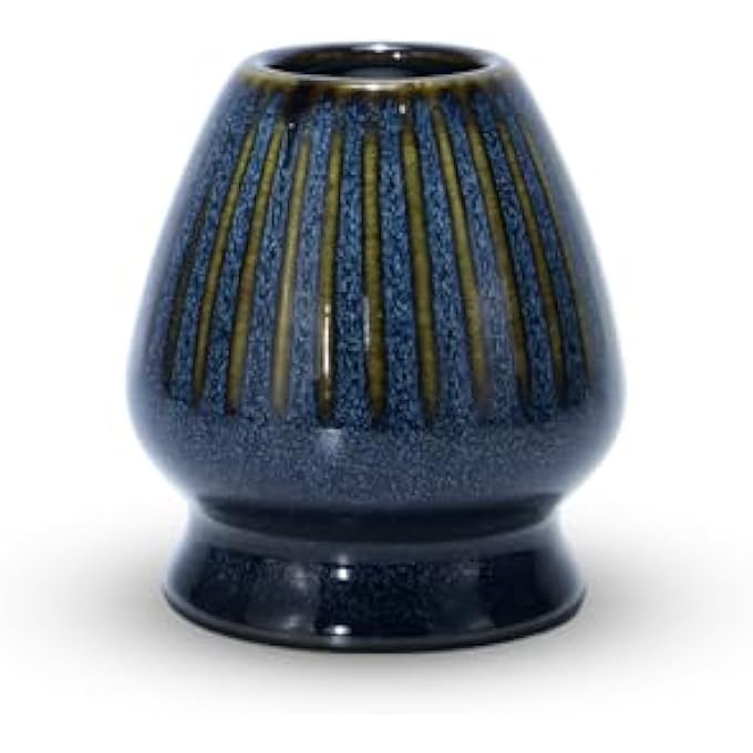 تيلاند طقم شاي ماتشا فاخر من إيلاند، مكون من 4 قطع، طقم ياباني تقليدي مع خفاقة من الخيزران، مغرفة من الخيزران، وعاء سيراميكي، حامل خفاقة من السيراميك، طقم احتفالي كامل لصنع ماتشا أصيل، أزرق - Image 5