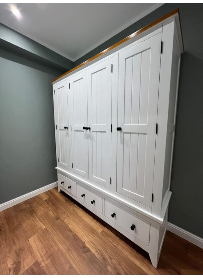 Retro Wardrobe 180x200x50cm - White - Image 2