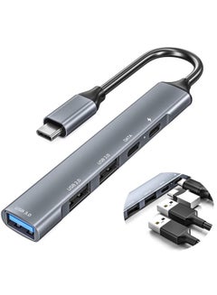Station D'Accueil USB-C Multiports - 2 Ports USB-C + 1 Port USB 3.0 - Plug & Play - Aluminium - Compacte Pour Voyage