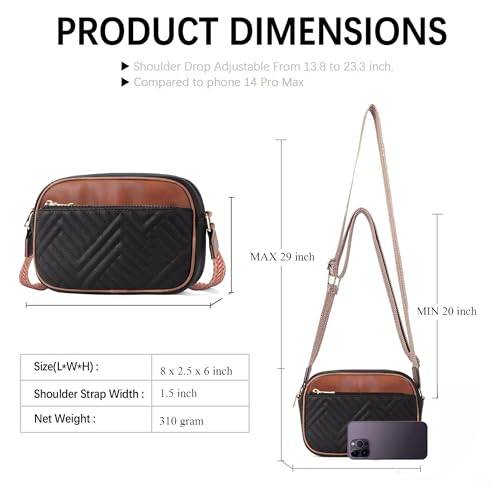 ADISA Women's Girls Color Block Cross Body Sling Bag with Printed Belt (SL5150-BLA) - Image 2