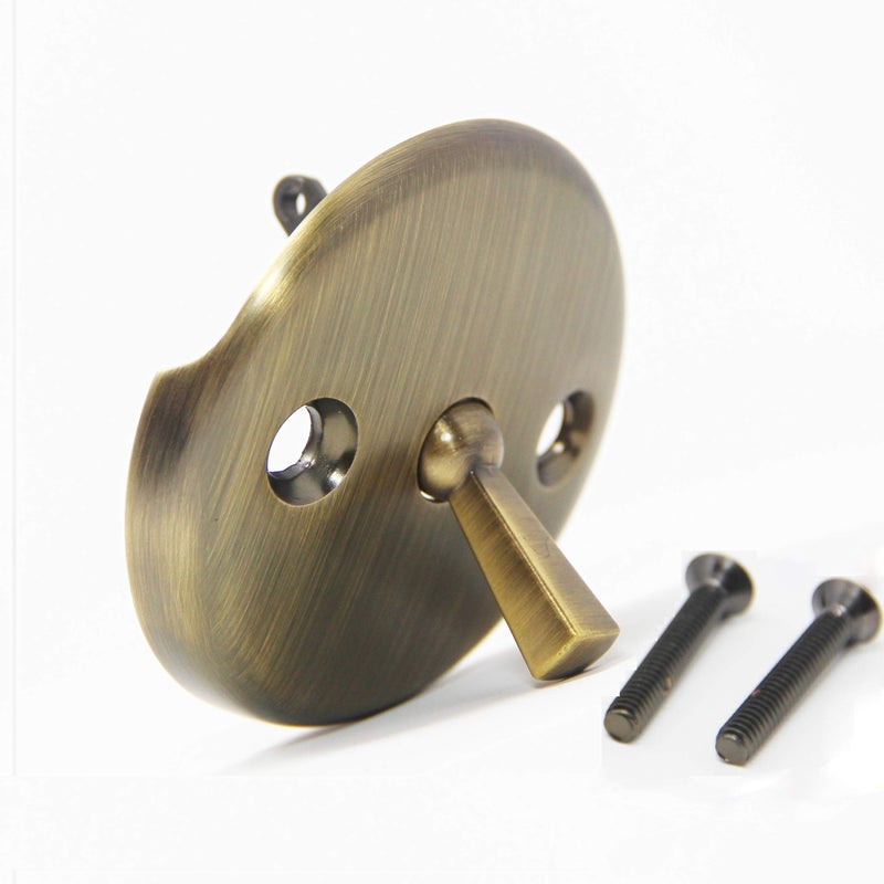 PF WaterWorks PF0960ABBath TubBathtub Drain Trip Lever Overflow Face Plate with Matching Screw for Waste and OverflowAntique Brass