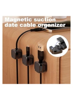 erorex Cable Organizer Clips 8Pcs Desk Cable Organizer Magnetic Cord Organizer Universal Compatibility&Strong Magnetic Grip Equipped with 20 Pcs Hook and Loop Cable Ties Office Game Desktop Storage  - Image 3