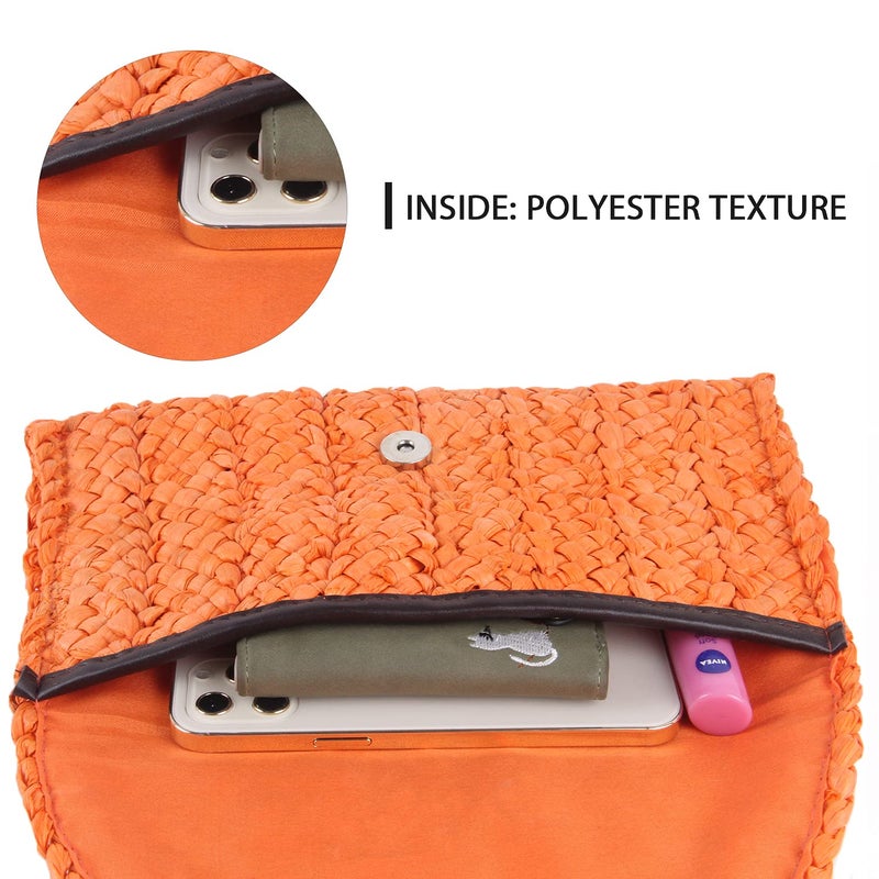 KUANG! Womens Straw Clutch Purse Handbag Shoulder Clutch Envelope Wallet Beach Straw Purse for Ladies - Image 5