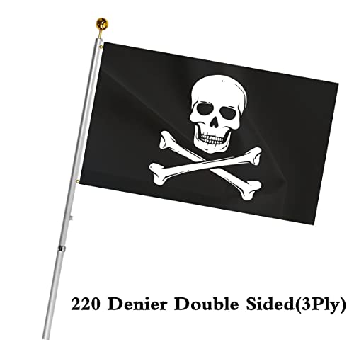 ANCONINE Double Sided Pirate Jolly Roger Skull Flag - Skull Bones Flag 3x5FT for Outdoor Indoor,Heavy Duty 3Ply 220D Polyester Double Stitched and Flags with 2 Brass Grommets. - Image 4