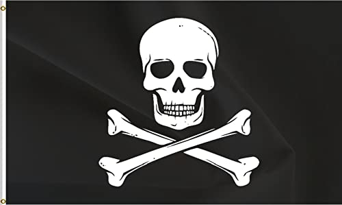 ANCONINE Double Sided Pirate Jolly Roger Skull Flag - Skull Bones Flag 3x5FT for Outdoor Indoor,Heavy Duty 3Ply 220D Polyester Double Stitched and Flags with 2 Brass Grommets. - Image 1