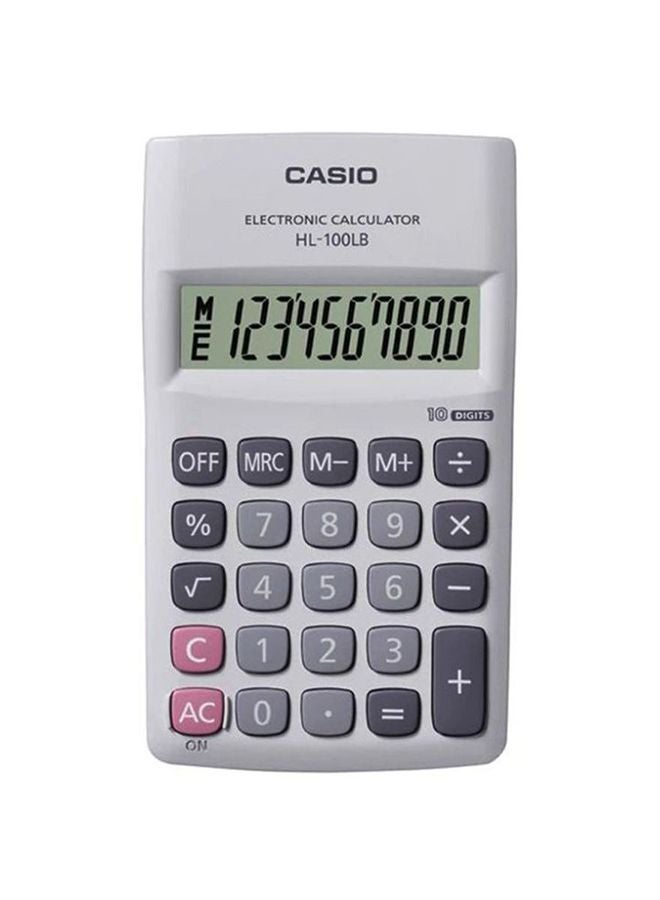 كاسيو آلة حاسبة للعمليات الأساسية بشاشة سعة 10 أرقام طراز HL-100LB أبيض - Image 1