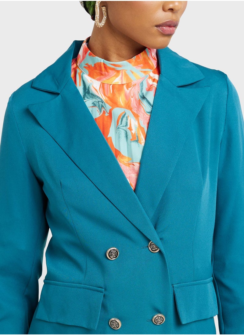 Khizana - Double Breasted Lapel Blazer - Image 1